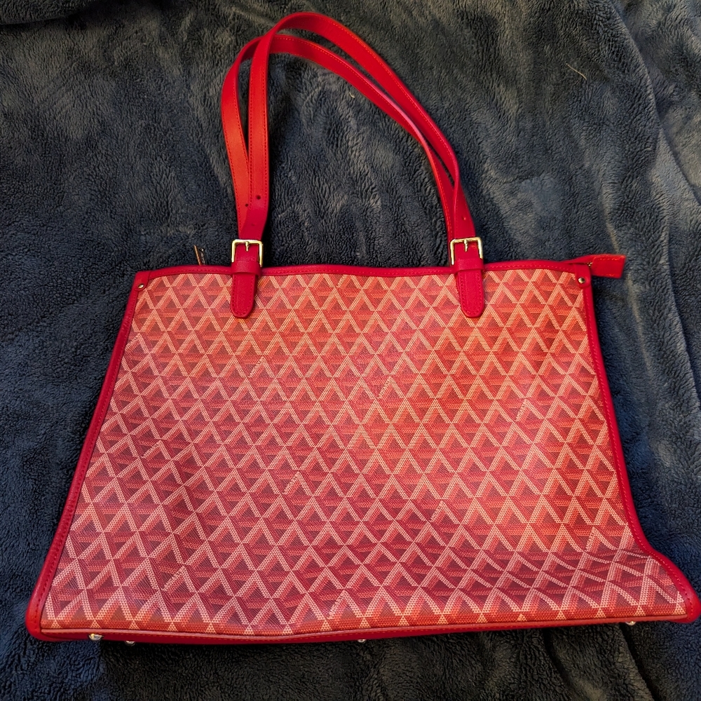 EUC Lancaster Ikon Large Tote Bag In Carmine (Red) Made In Paris